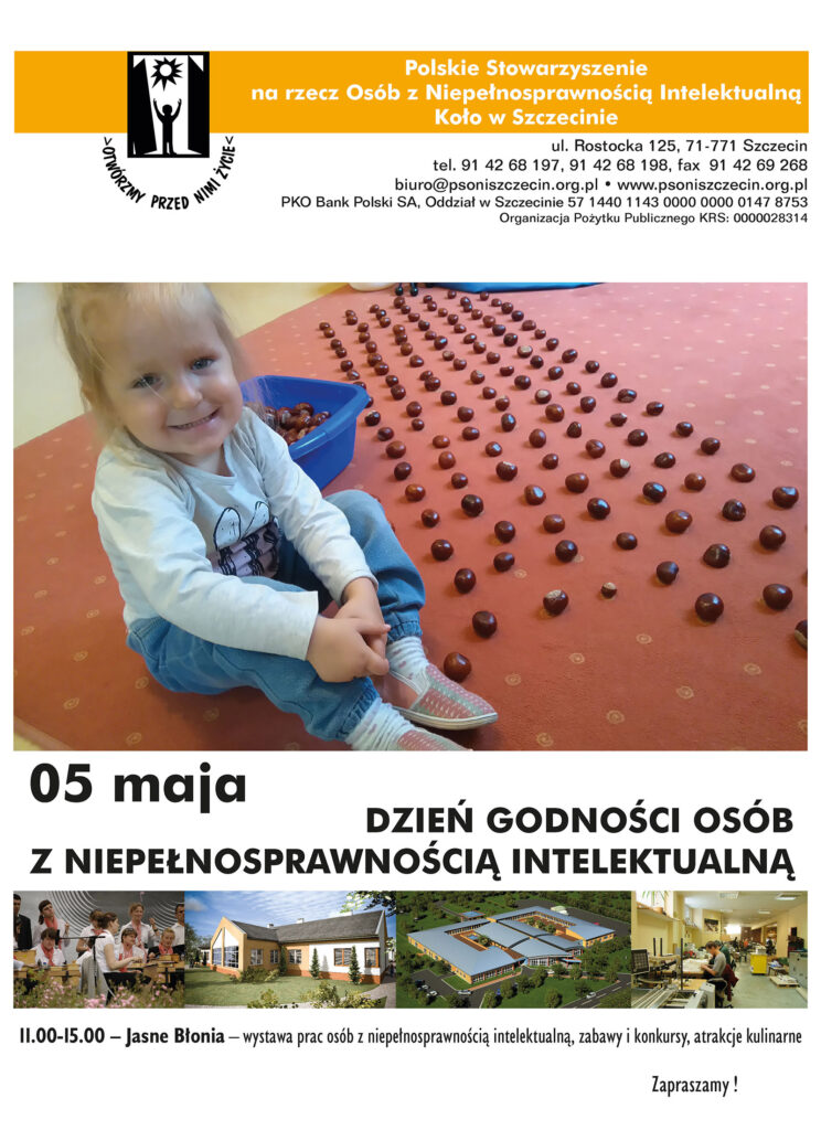 5 maja Dzień Godności Osób z Niepełnosprawnością Intelektualną. 11.00-15.00 - Jasne Błonia - wystawa prac osób z niepełnosprawnością intelektualną, zabawy i konkursy, atrakcje kulinarne. Zapraszamy!
