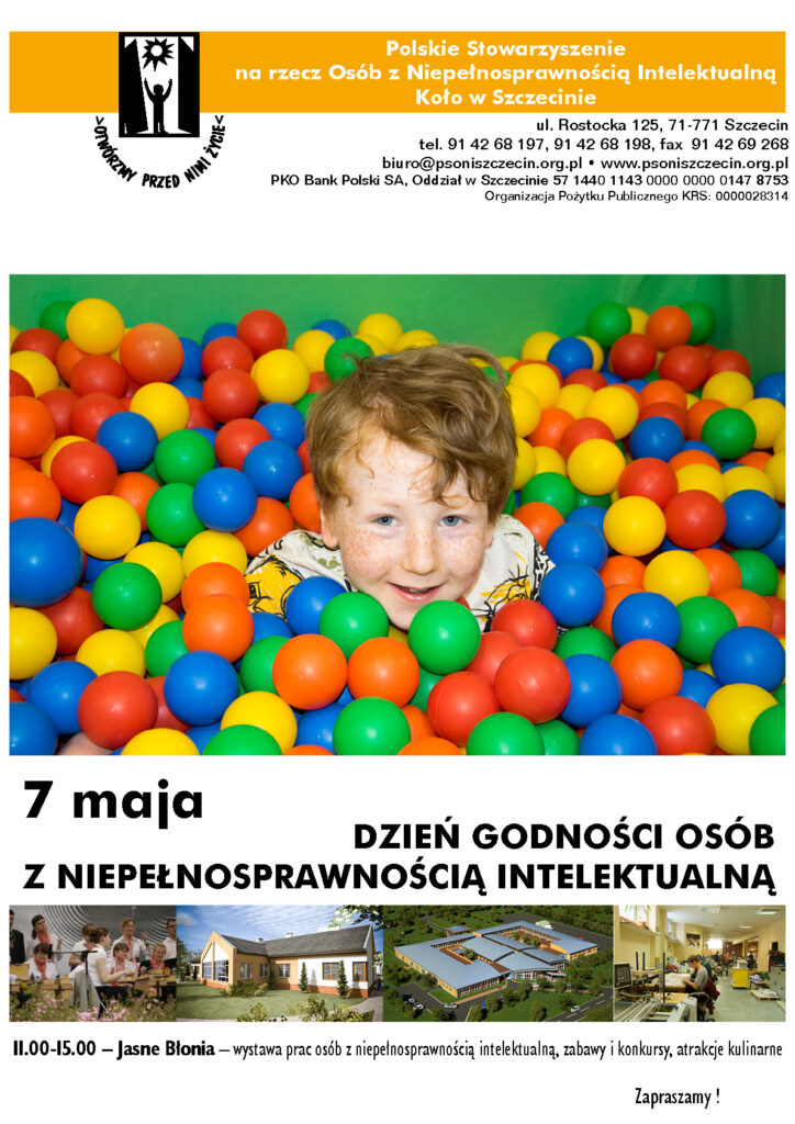 Dzień Godności Osób z Niepełnosprawnością Intelektualną - 7 maj 2025.
11.00 - 15.00 - Jasne Błonia, wystawa prac osób z niepełnosprawnością intelektualną, zabawy i konkursy, atrakcje kulinarne
Zapraszamy!