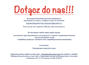 Dołącz do nas!!! Szukamy fizjoterapeutki / fizjoterapeuty